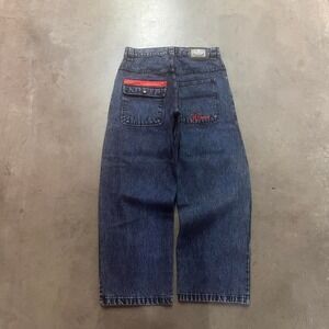 Y2K IP ice pole men's baggy cargo pocket jeans embroidered wide leg hiphop 32